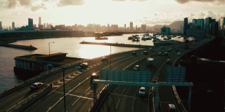 香港启德观塘观塘海滨长廊的无人机影像