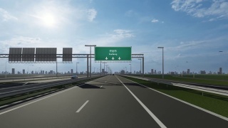 开封市高速公路上的路牌视频显示了进入中国城市的概念视频素材模板下载