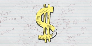 美元符号与数学方程式在白色横格纸上