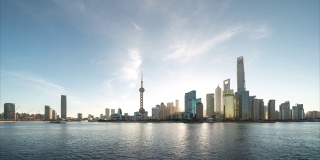 4K时间推移-城市天际线和城市景观在日出在中国上海。