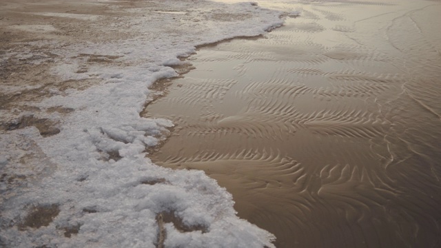 波罗的海海滩上的第一层霜