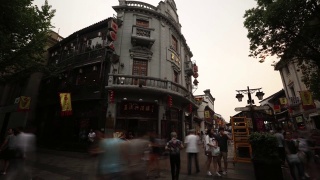 杭州河坊街拥挤街夜市时光流逝视频素材模板下载