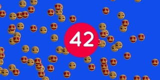 Numbers increasing on red circle against Face emojis moving