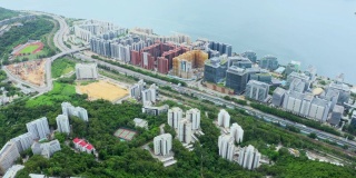 香港白石角居民大厦的无人机影像