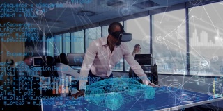 数字合成视频数据处理和3D汽车绘图对人佩戴虚拟现实