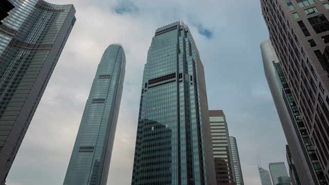 香港，香港- 2019年1月14日香港的高楼大厦。时光流逝摩天大楼，城市景观和景观。
