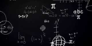 动画的数学方程式手写在黑板上