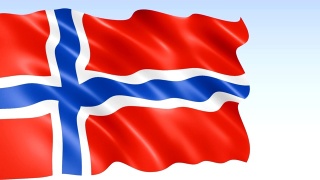 挪威国旗在风中飘扬视频素材模板下载