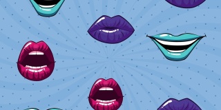 波普艺术风格的动画与嘴和嘴唇图案