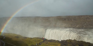 冰岛瀑布上的彩虹