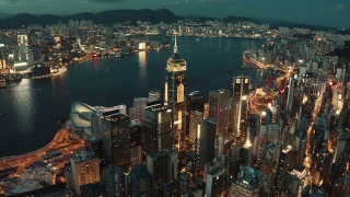 航拍香港城市天际线视频素材模板下载