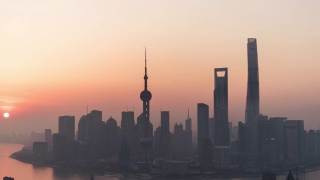 T/L ZO Shanghai Skyline at Sunrise / Shanghai, China视频素材模板下载