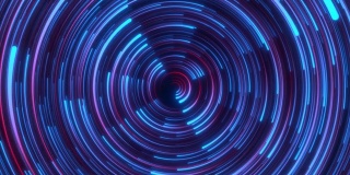 Looped animation. Abstract background with moving through bright circles in red and blue color.