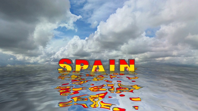 西班牙3d文字水上漂浮度假概念