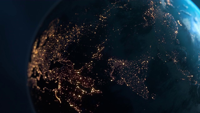 夜晚的亚洲-从太空看地球
