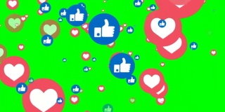 动画喜欢和心社会的媒体图标在绿色色度键背景