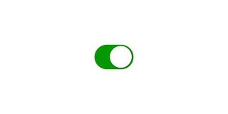 电脑动画，图形，模板。绘制的光标或按钮打开并变成绿色。白色背景