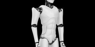 未来机器人，黑色和绿色背景的人工智能CGI