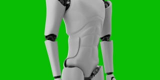 未来机器人，黑色和绿色背景的人工智能CGI