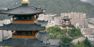中国古代建筑鸟瞰图，河南，陕西，中国。