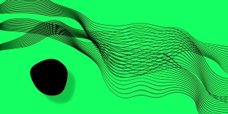 动画-绿色屏幕上抽象波浪线条的最小运动艺术