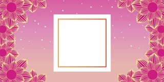 mid autumn festival animation with flowers square frame