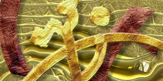 动画-最小运动艺术抽象摇摆的金色形状在摇摆的金色背景