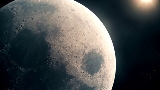 外太空的月球和阳光视频素材模板下载