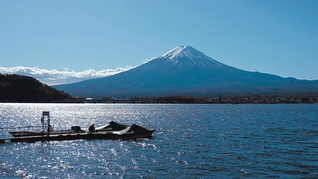 日本川口千子湖的富士山