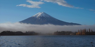 时间流逝从川口湖富士山，日本