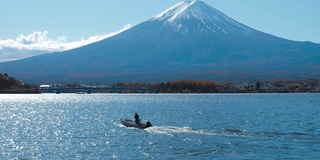 日本川口千子湖的富士山