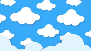 蓝天上的卡通云朵。平的风格简单。柔和的渐变柔和柔和的背景色视频素材模板下载