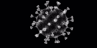 漂浮在空中的Covid-19病毒细胞3D渲染