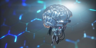 科幻机器人大脑器官，3d渲染