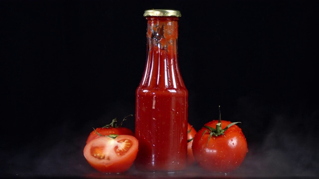 装番茄酱的玻璃瓶，蒸汽冷却。