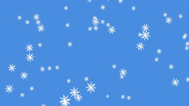 在蓝色背景下闪烁的雪粒子