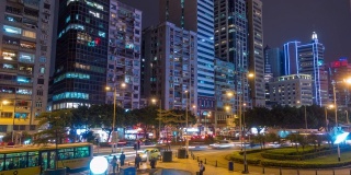 夜色照亮澳门城市交通街道全景4k时间的中国