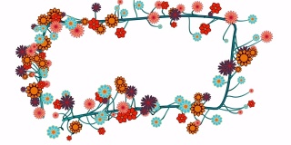 花卉装饰图案动画第18号，花卉装饰画框