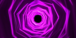 穿越旋转霓虹灯创造一个隧道，蓝红粉光谱，荧光紫外线，现代彩色照明，可循环4K动画，空间涡旋或虫洞或时间，高速隧道，黑洞数字空间，电线
