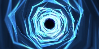 穿越旋转霓虹灯创造一个隧道，蓝红粉光谱，荧光紫外线，现代彩色照明，可循环4K动画，空间涡旋或虫洞或时间，高速隧道，黑洞数字空间，电线