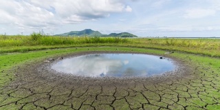气候变化和全球变暖，湖泊和河流的水都因热的影响而干涸消失。