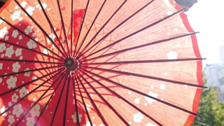 用传统的日本和服撑开伞视频素材模板下载