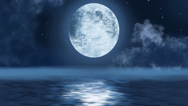 月亮在水面上的夜晚动画