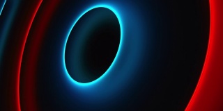 抽象氖圆，计算机生成。未来的发光背景的3d渲染