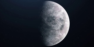 逼真的满月与星星背景的3d渲染，4K