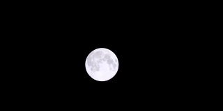 巨大的满月在清晰的黑色背景上放大