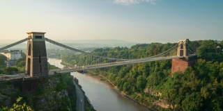 英格兰西南部布里斯托尔的克里夫顿吊桥，4k延时拍摄