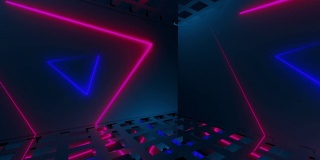 空间霓虹合成，电脑生成。虚拟背景的三维渲染