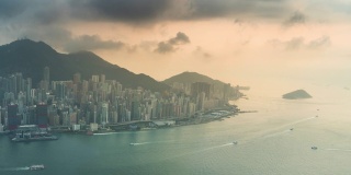 拍摄时间:香港维多利亚港从日出到日落的夜景
