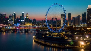超延时新加坡商业区在黄昏视频素材模板下载